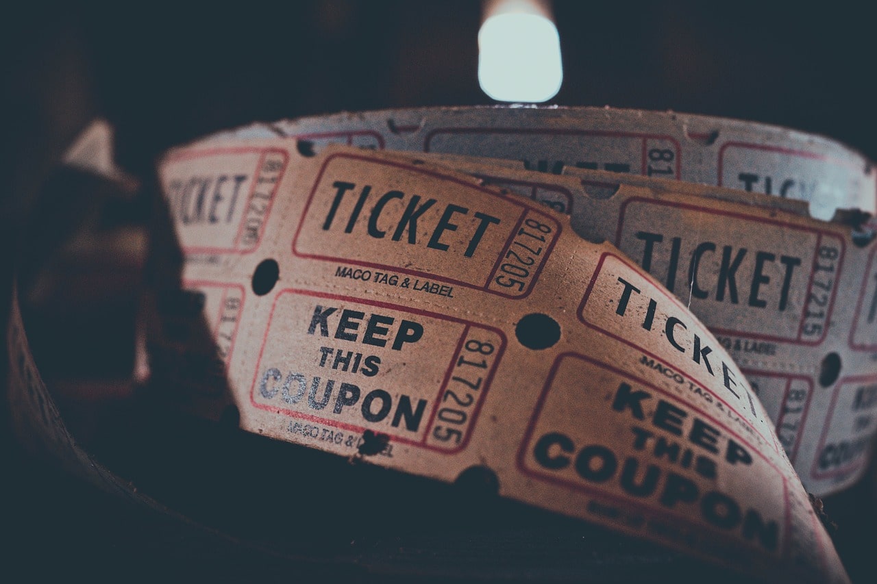 A roll of tickets having been printed by a flexographic printing machine