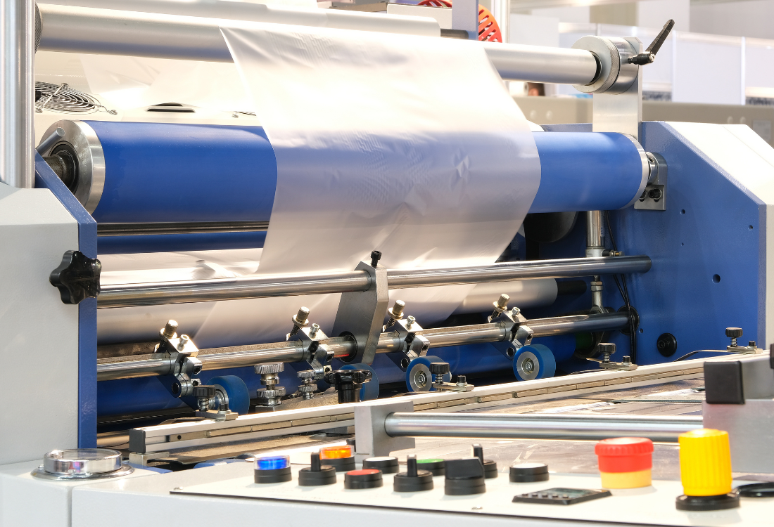 A hybrid printing machine which is combining both flexo and digital printing methods.