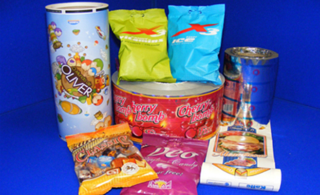 Flexible packaging products produced using flexo printing showcasing vibrant labels and high-quality print output.