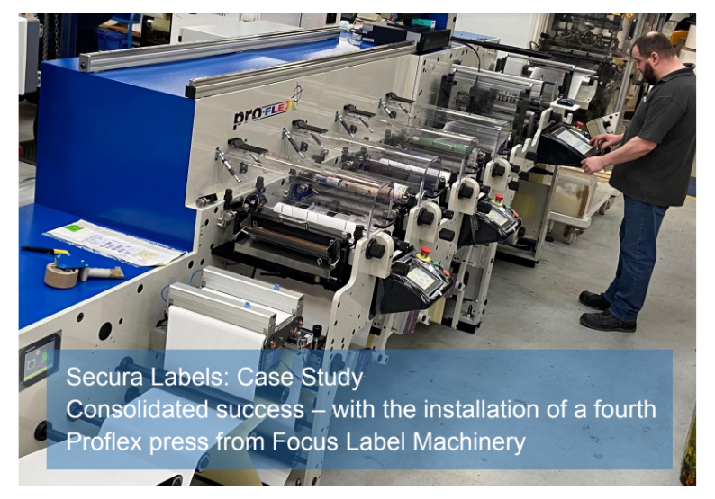 A Proflex press which has been installed by Focus Label for their longstanding client Secura labels.
