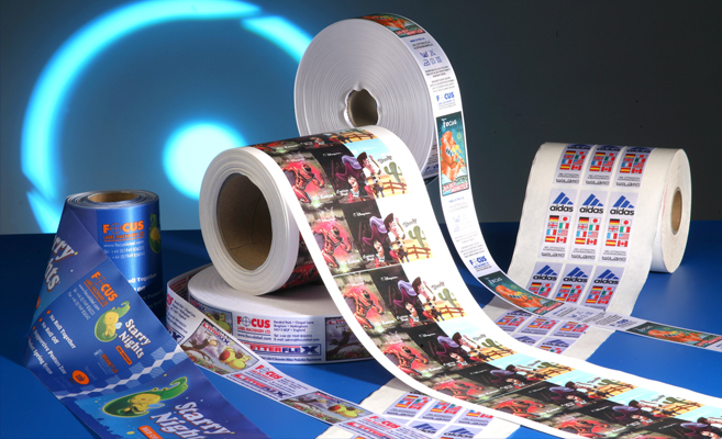 Rolls of printed label materials showcasing high-quality label printing technology and design innovation in modern label production.